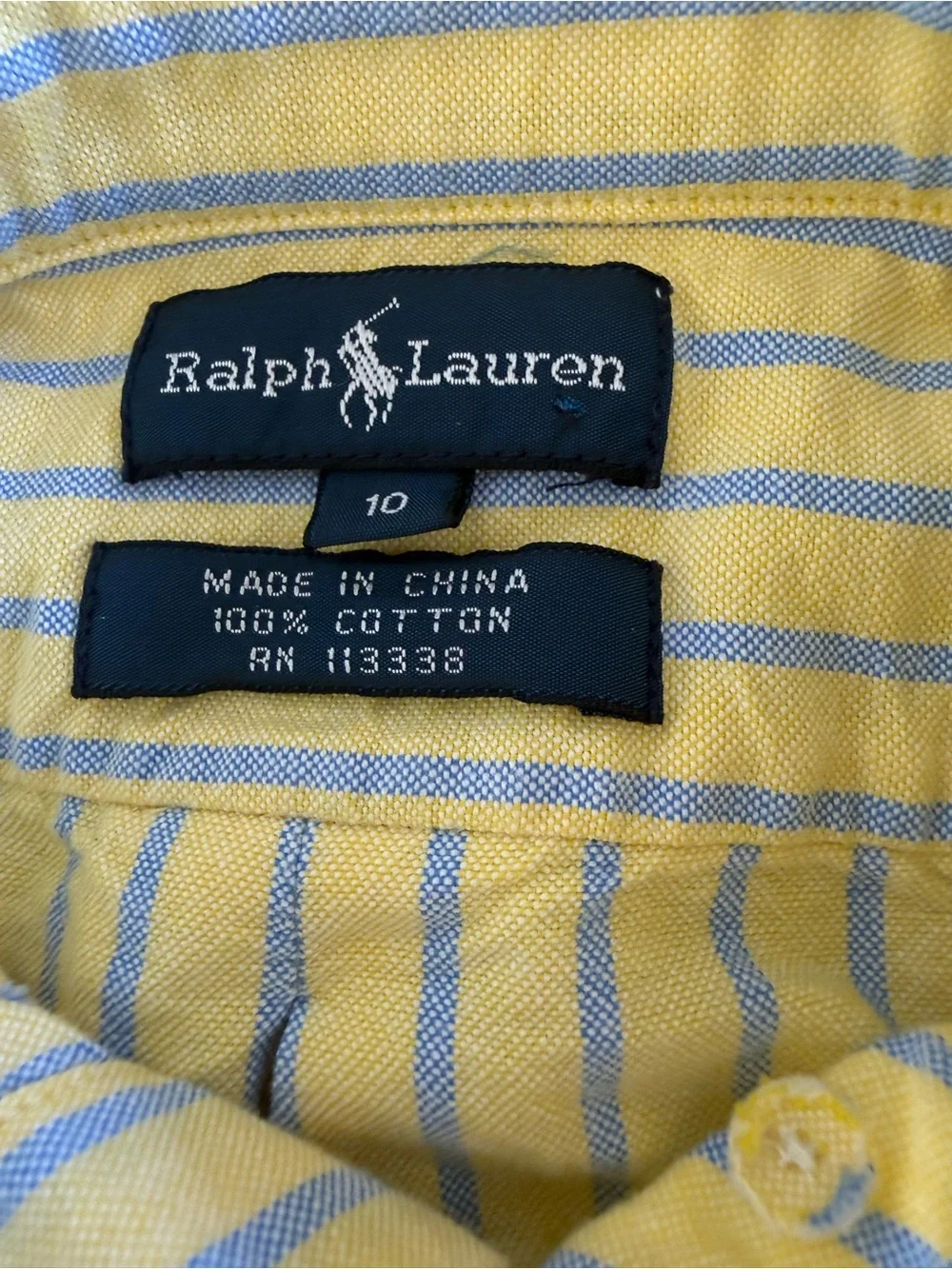Ralph Lauren Boys Yellow & Blue Stripe Button-Down Shirt size 10